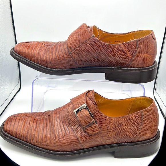 Paolo De Marco by Mezlan Genuine lizard men's shoes with monk strap 11M - Picture 11 of 15